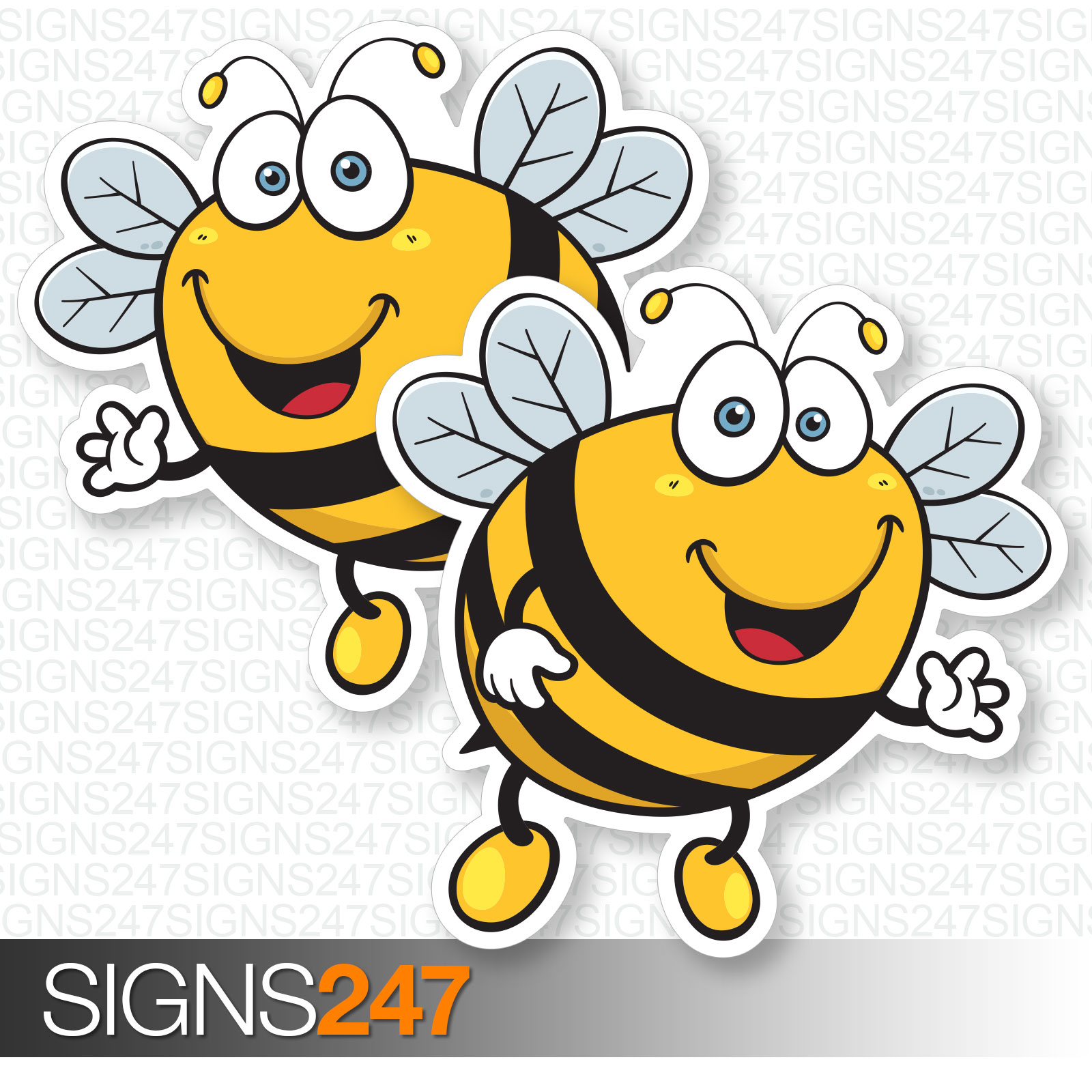 2 x BEE STICKERS  Happy Bumble Bee  Vinyl Decal  Window 