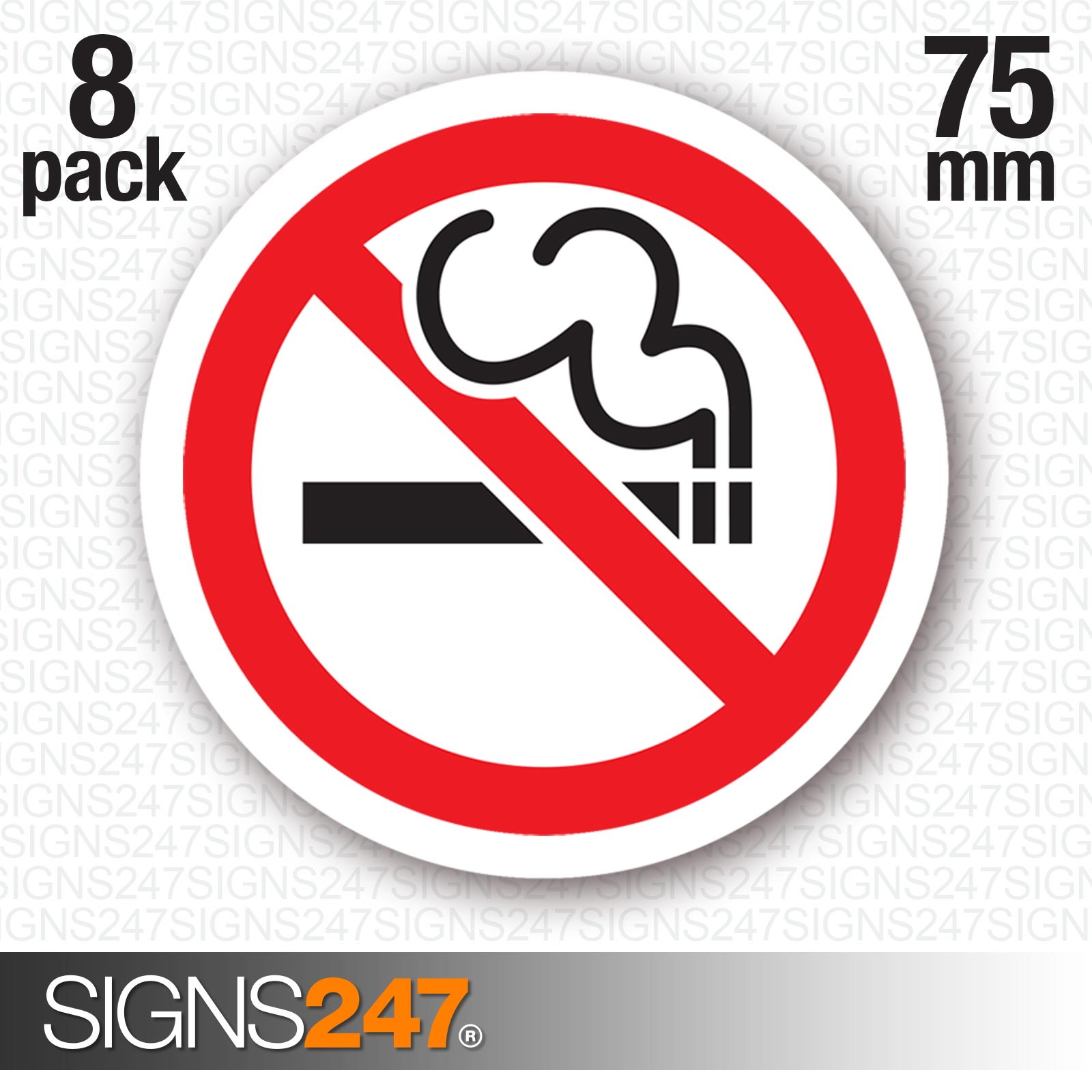 8 x No Smoking Stickers 75mm waterproof vinyl signs window car taxi van ...